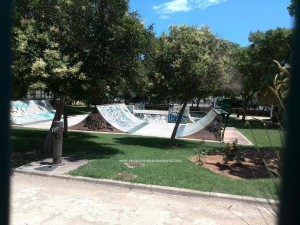 Vista general del skatepark de Puzol en el parque Josep Ribelles